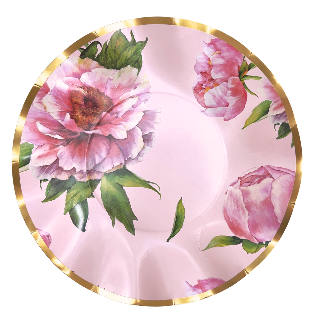 Assiettes rondes bord festonné et ondulé motifs fleurs x10