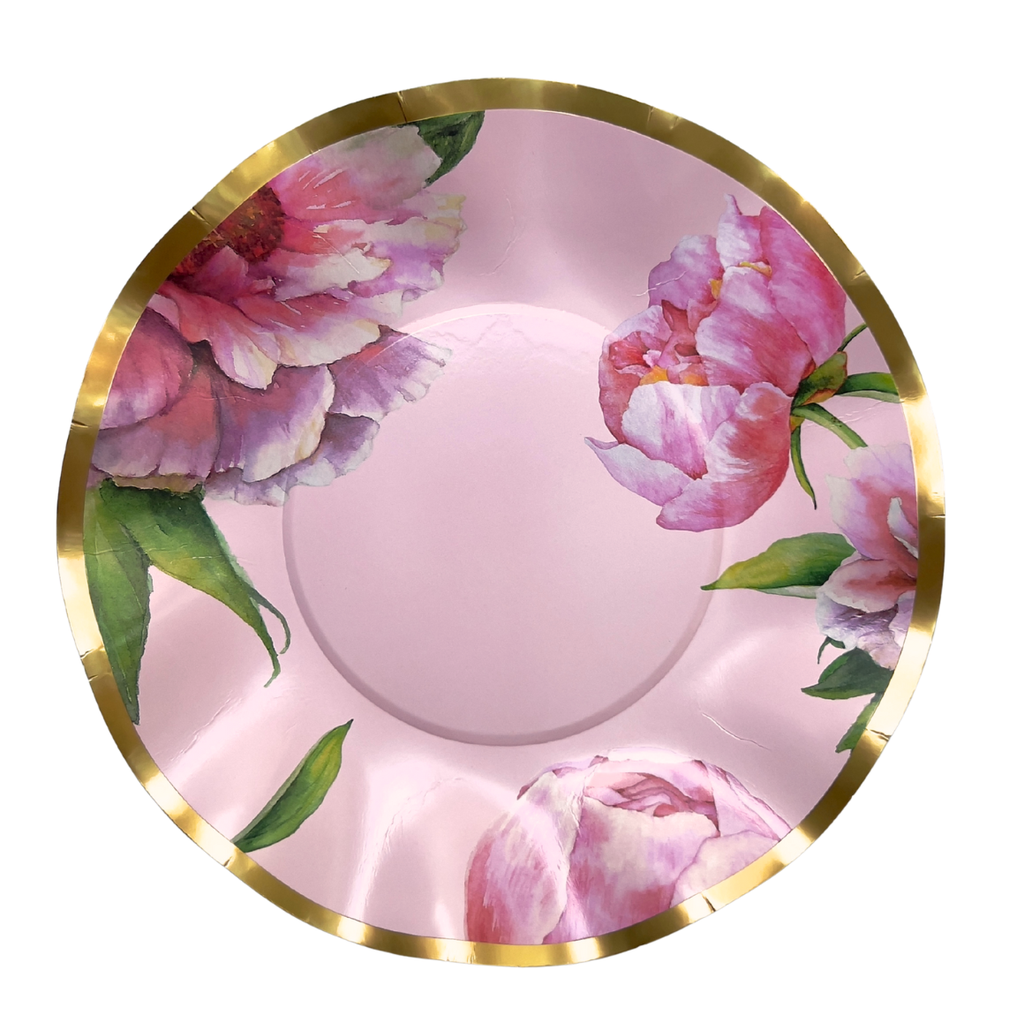 Assiettes à dessert rondes bord festonné et ondulé motifs fleurs x10