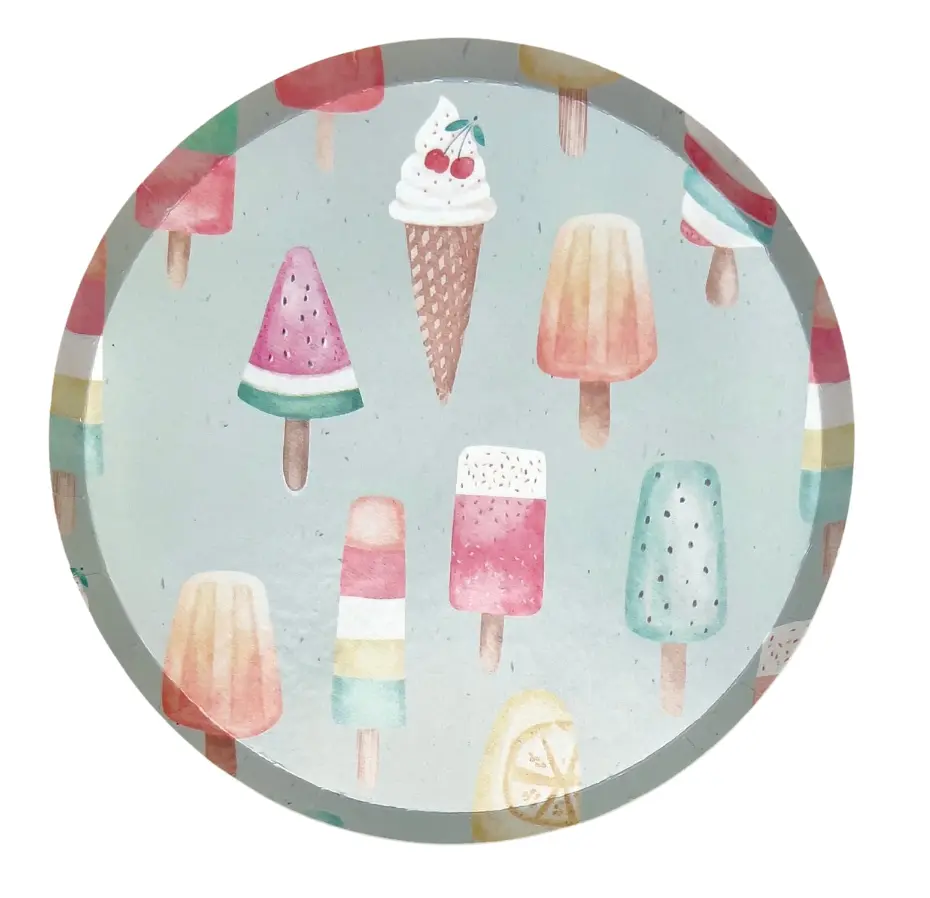 Assiettes à dessert motifs glaces x10