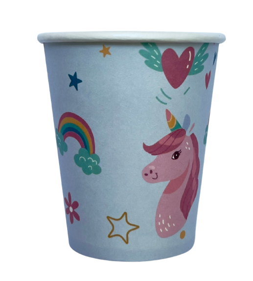 Gobelets motifs licorne et arc en ciel x10
