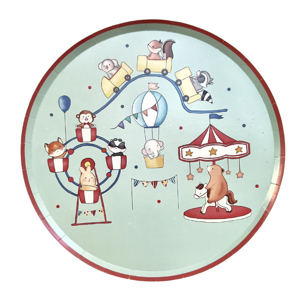 Assiettes rondes motifs manèges fête foraine x10