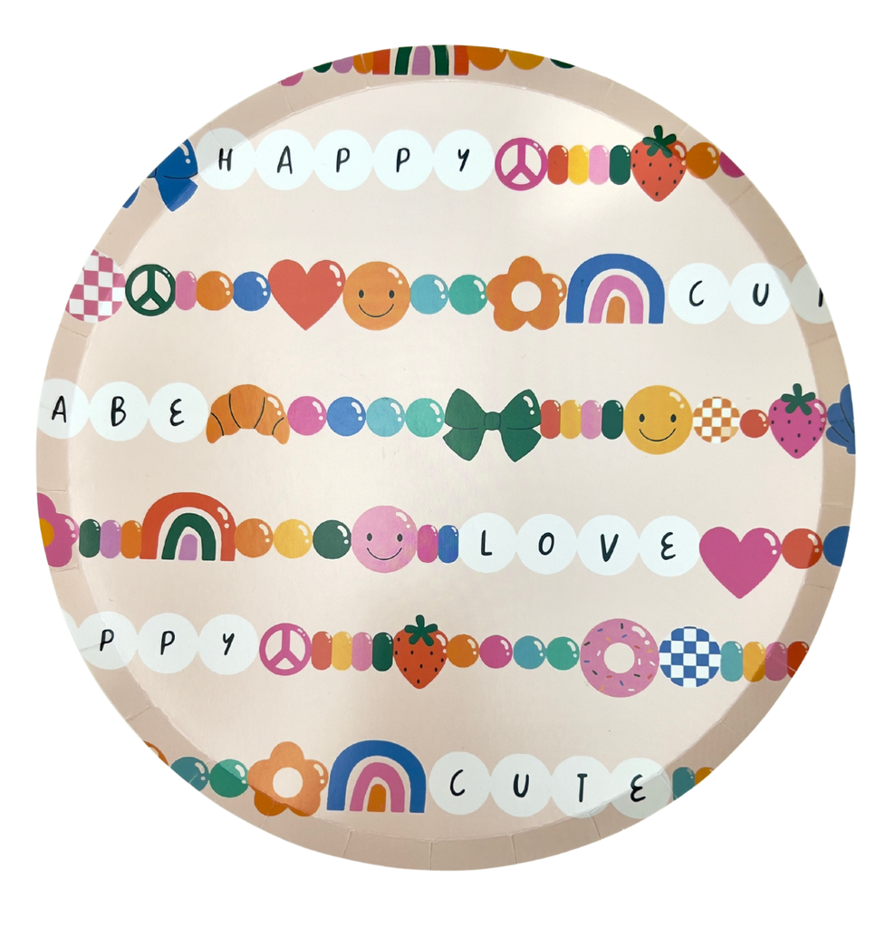 Assiettes rondes motifs perles décoratives