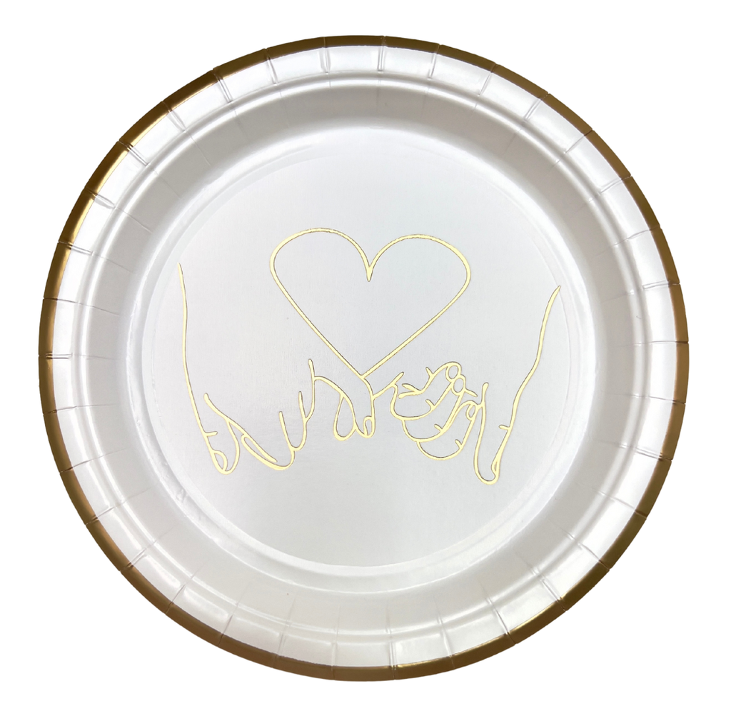 Assiettes à dessert rondes motif cœur x10