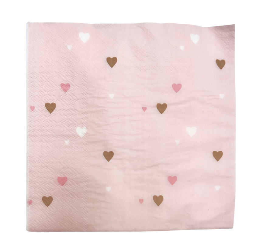 Serviettes motifs cœurs x20