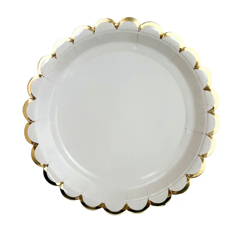 Lot de 10 assiettes rondes bord ondulé uni