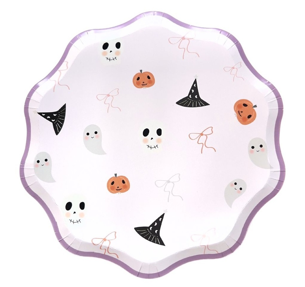 Assiettes à dessert halloween bord festonnés x10