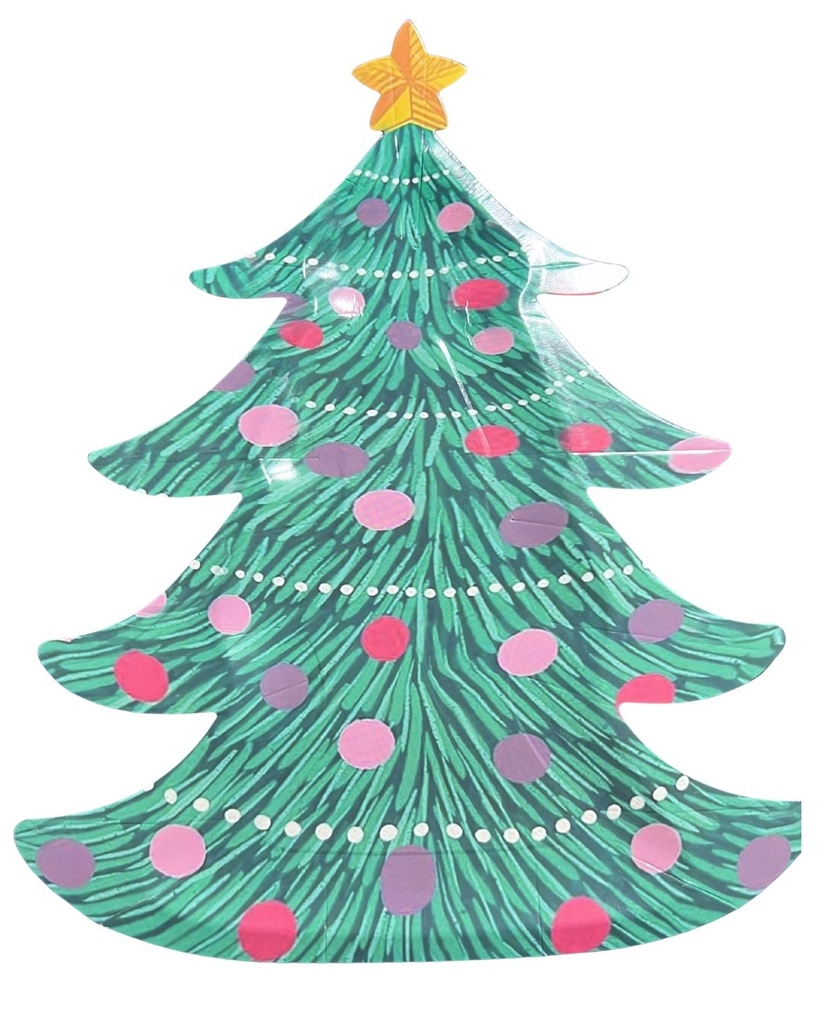 Assiettes noël forme sapin décoré x10