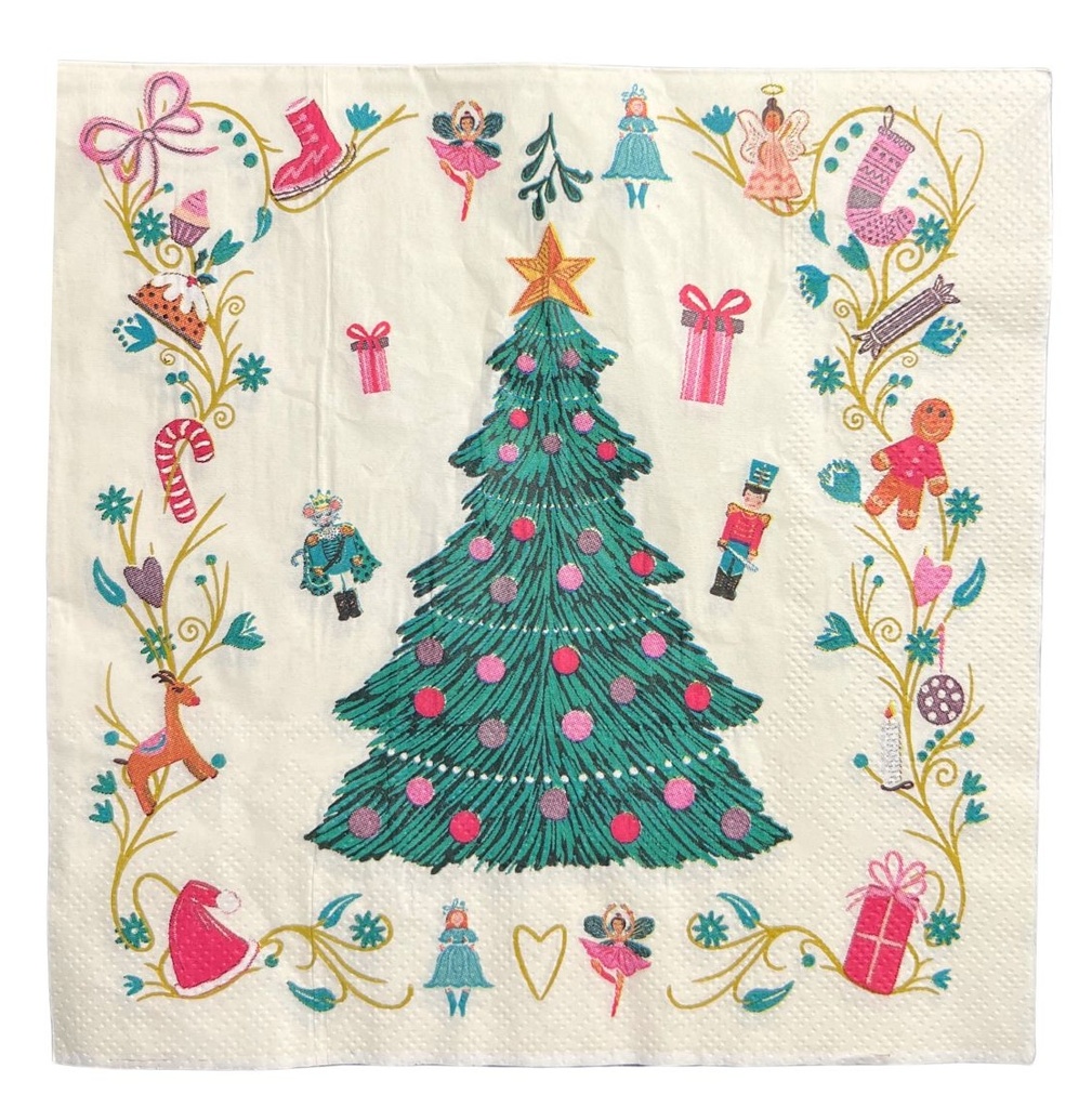 Serviettes de table noël motifs sapin et décorations x20
