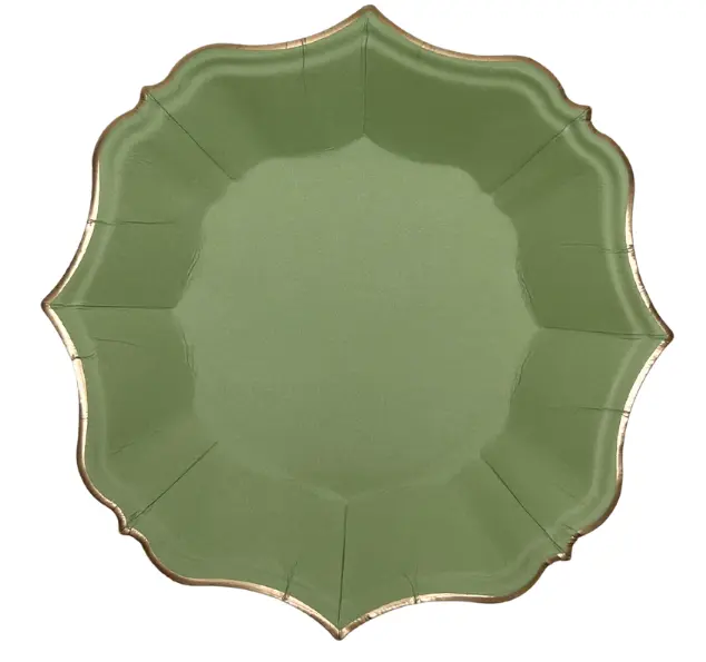 Assiettes à dessert vert sauge x10