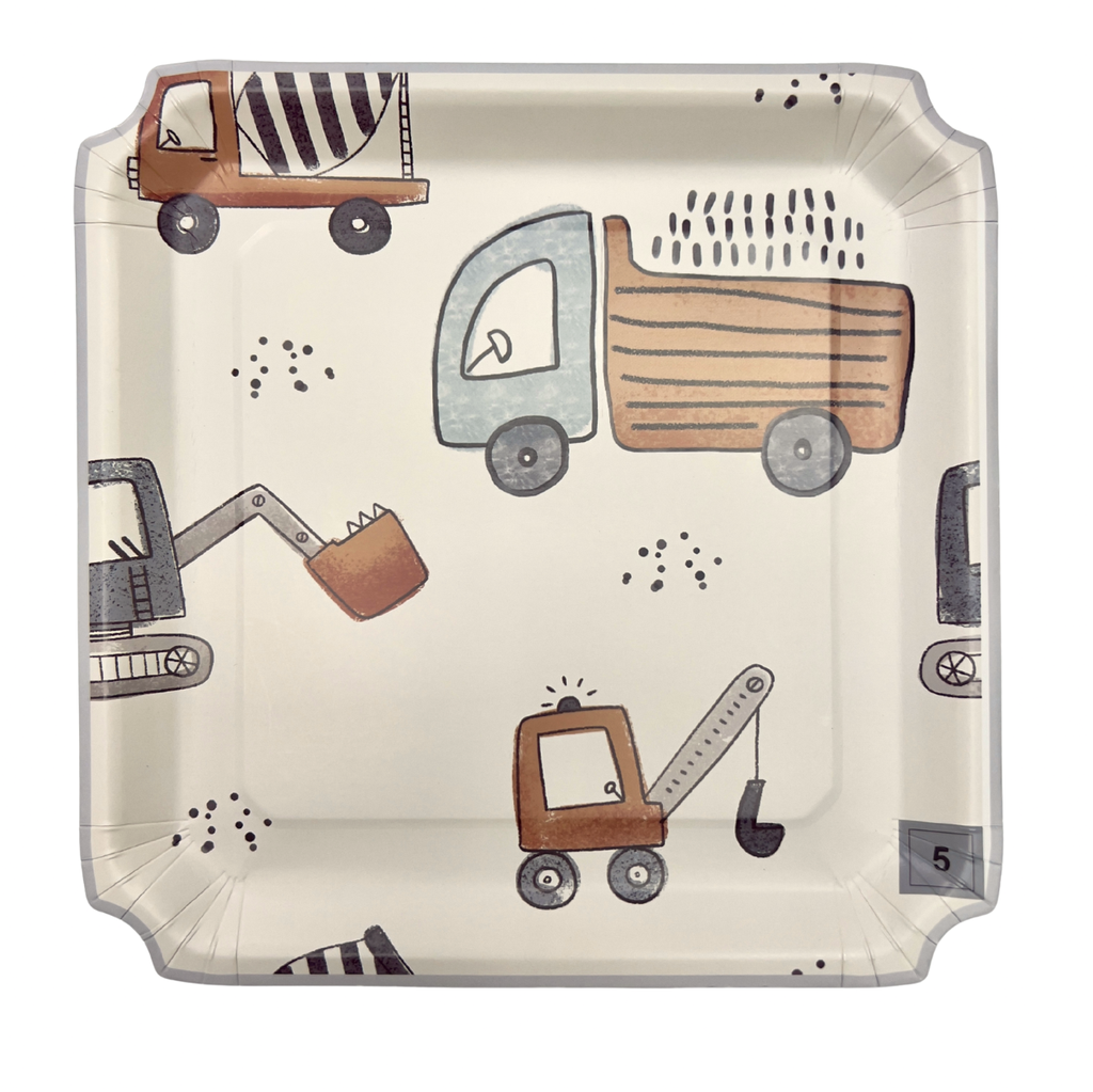 Assiettes carré motifs camions x10