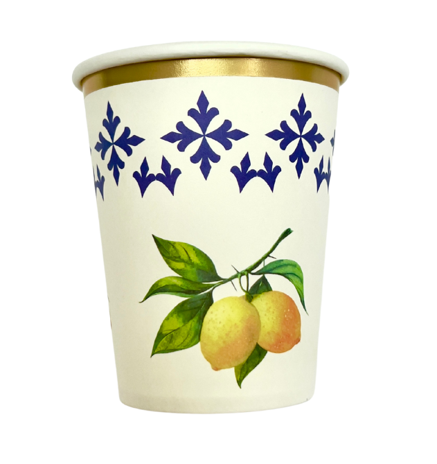 Gobelets motif citron et formes géométrique x10