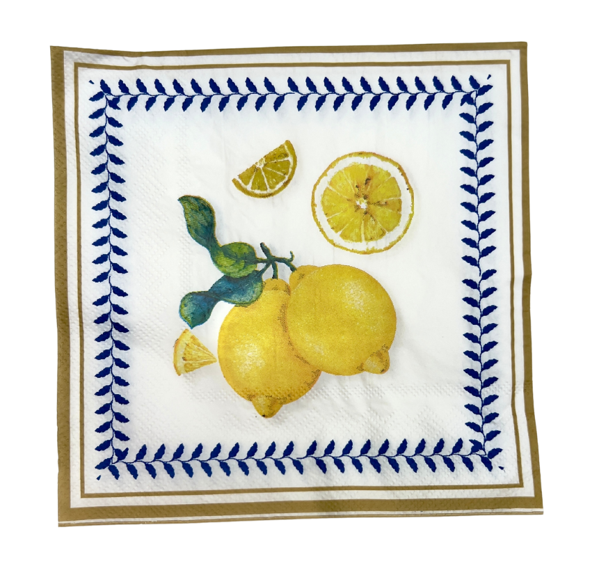 Serviettes motif citron et formes géométrique x20