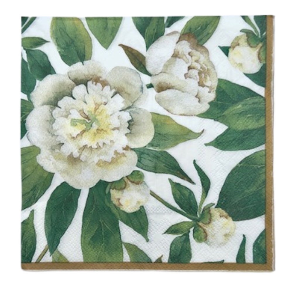 Serviettes motifs pivoines x20