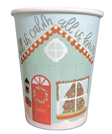 Gobelets noël motifs maison et décorations x10