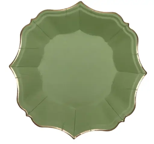 Assiettes à dessert vert sauge x10