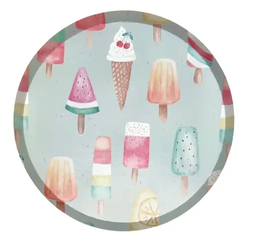 Assiettes à dessert motifs glaces x10